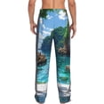 thumbnail image 3 of Uemuo Tropical Paradise Window View Pattern Men's Wide Leg Palazzo Lounge Pants with Pockets Light Weight Loose Comfy Casual Pajama Pants-XX-Large, 3 of 9