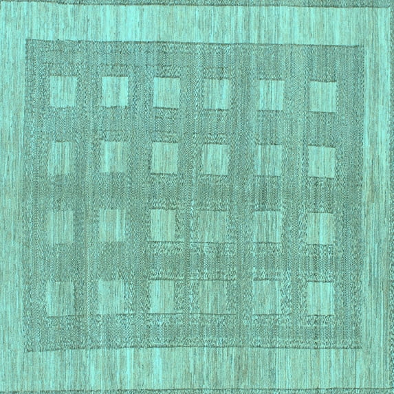 Ahgly Company Indoor Square Checkered Light Blue Modern Area Rugs, 6' Square