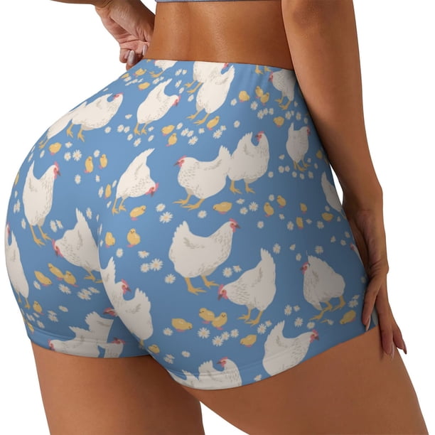 Fotbe Funny Chicken Shorts Sin Costuras – Shorts Deportivos de Cintura Alta para Mujer, Elásticos para Gimnasio, Yoga, Running o Ciclismo-X-Large