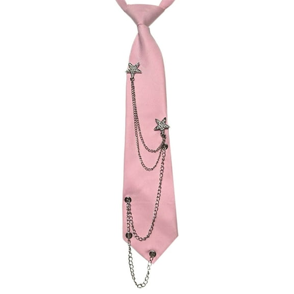 Ywmsfl Punk Neck Tie with Star Chain Japanese Vintage Adjustable Pre Tied Necktie Neckwear for Women and Men Student Uniform