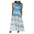 thumbnail image 2 of Honeeladyy Women Fashion Loose Sleeveless Pocket Long Dress Print Retro Dress Women's simple dresses, 2 of 5