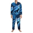 thumbnail image 3 of Kdxio A Wolf Barks Out A Window Men’s Pajama Set Pajamas For Men 2 Piece PJ Set with Men Pajama Pants and Long Sleeve T-Shirt Lounge Set-X-Large, 3 of 7
