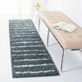 thumbnail image 3 of SAFAVIEH Venus Anuki Striped Shag Runner Rug, Dark Grey/Ivory, 2'2" x 10', 3 of 9