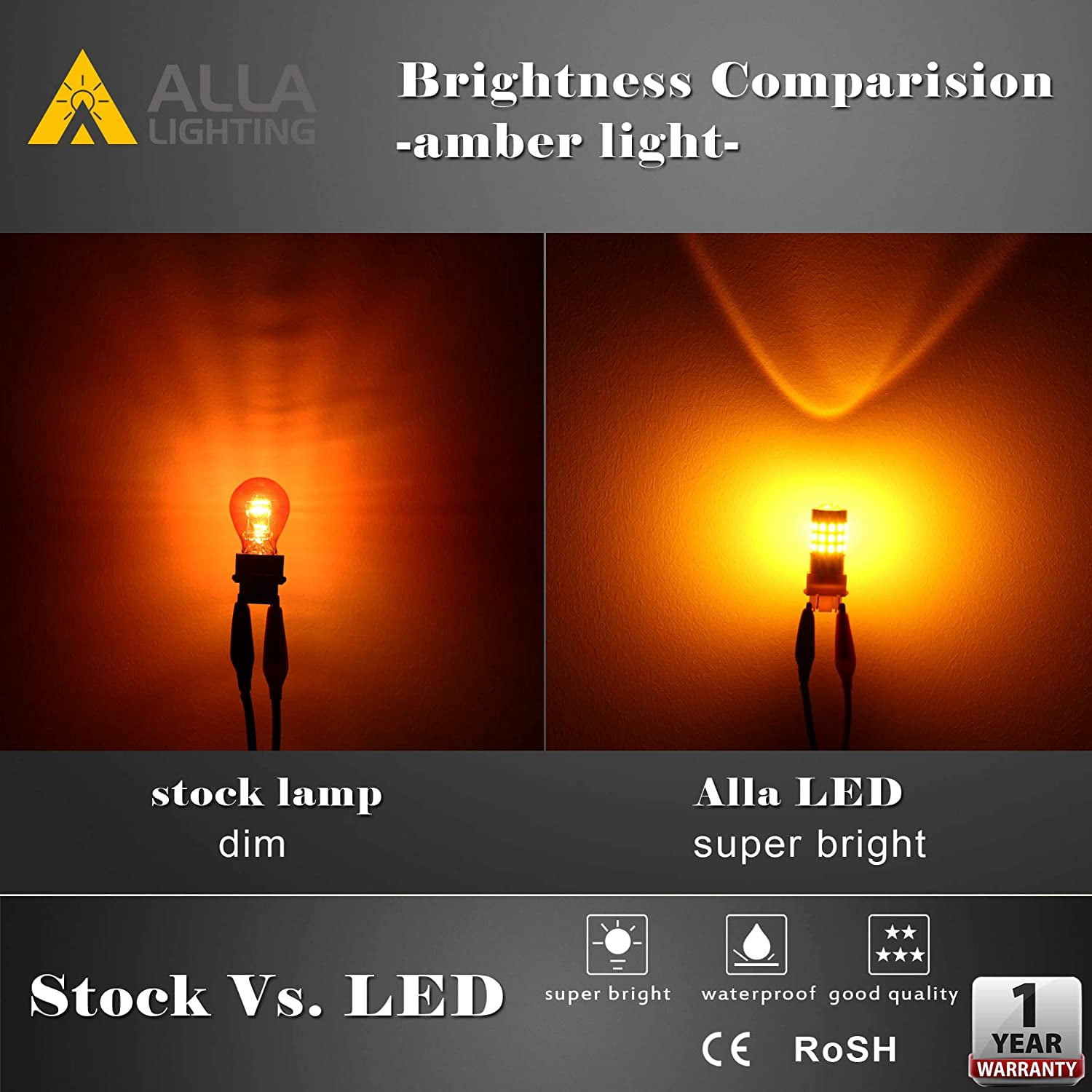 Alla Lighting 3157 LED Bulbs Super Bright 3156 3056 3157KX 4157 3457 4157NAK 3757 T25 Wedge LED Turn Signal Lights Blinker Lights, Amber Yellow
