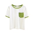 thumbnail image 4 of Povozer Girls Casual Short Sleeve T Shirts Basic Crewneck Tunic Blouses Tops(Green,5-6Y), 4 of 5