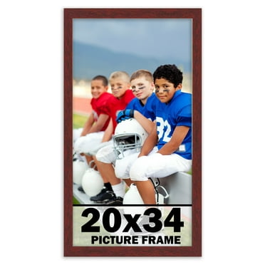 20x34 Frame Brown Mahogany Solid Wood Picture Frame Includes UV Acrylic Plexiglass, Acid Free Foam