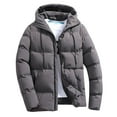 thumbnail image 3 of Blekii Men's Oversized Hooded Jacket, Solid Color Zip-Up Outdoor Coat, Thick Cotton Puffer Style Top, Casual Loose Fit Winter Blouse, Warm Layering Piece for Cold Days, Streetwear, 3 of 5