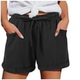 thumbnail image 5 of Womens Shorts 2026 Comfy Summer Drawstring High Waist Cotton Linen Casual Shorts for Women Trendy by Yigetop Black L, 5 of 7