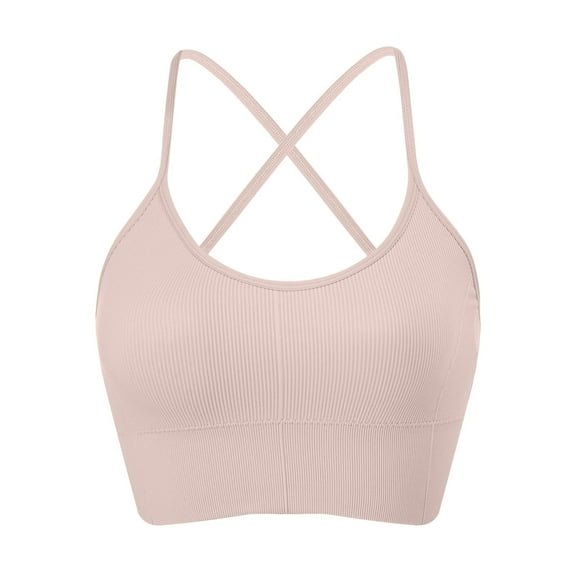 2025 Strappy Yoga Sports Bras for Women Padded Criss-Cross Back Tank Tops