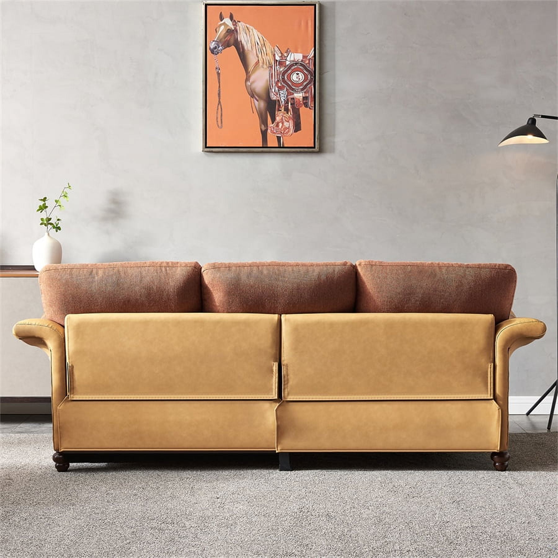 Loveseat Sofa with 2 Removable Storage Boxes Under the Seat Cushion, Modern  Linen Fabric Faux Leather 2 Seat Sofa Couch with 6 Solid Wood Legs and Side  Pocket, 300 LB Each Seat