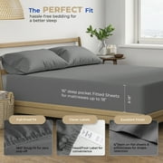 THREAD SPREAD Full Size Cotton Sheets - 400 Thread Count 100% Egyptian Cotton Full Size Sheets (4 PC, Dark Grey), Soft, Cooling Sateen Hotel Sheet Set