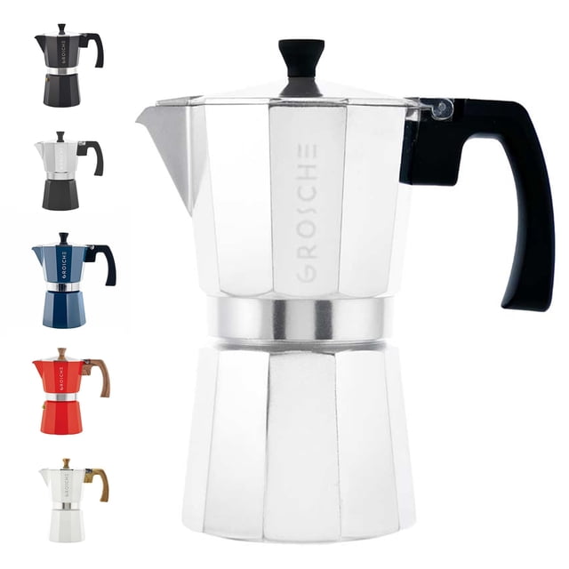 Cafetera espresso GROSCHE Milano para moka, 6 tazas, plateada