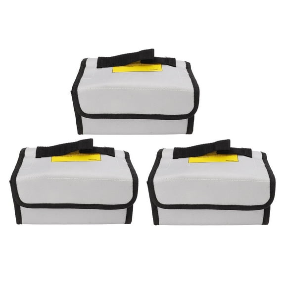 3Pcs Lithium Battery Bag, Portable Large Capacity Fireproof Explosionproof Battery Storage Pouch for Batteries Storage and Charging
