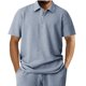 thumbnail image 2 of pstuiky camisetas para hombre, Camiseta informal de verano para hombre, de color liso, con mangas cortas, cremallera y solapa camisas casuales para hombre m, 2 of 7