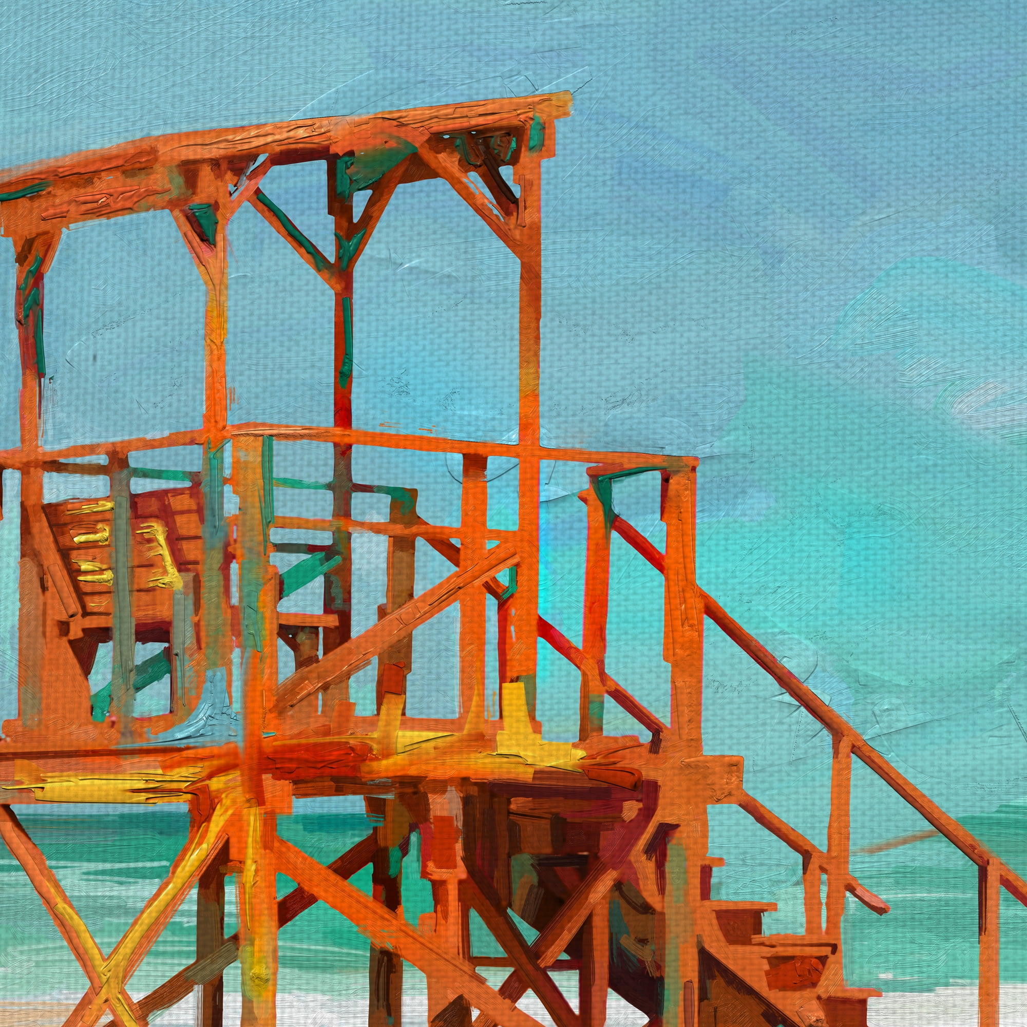 Masterpiece Art Gallery Lifeguard At The Beach By Studio Arts Canvas Art Print 24" x 24"