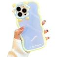 thumbnail image 1 of Fashion Women Case for iPhone 13 Pro Cartoon Design, Cute Case Lovely Kawaii Girls Case for iPhone 13 Pro with Curly Wave Frame and Color Back, Soft TPU Protective Phone Case for iPhone 13 Pro, 1 of 14