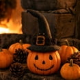 thumbnail image 4 of Gqtwoy Witch Hat Pumpkin Decor Set, Rustic Tabletop Decor, Vintage Halloween Centerpiece, Soft Fabric Pumpkin with Floral Hat, Tiered Tray and Shelf Decoration, 4 of 6