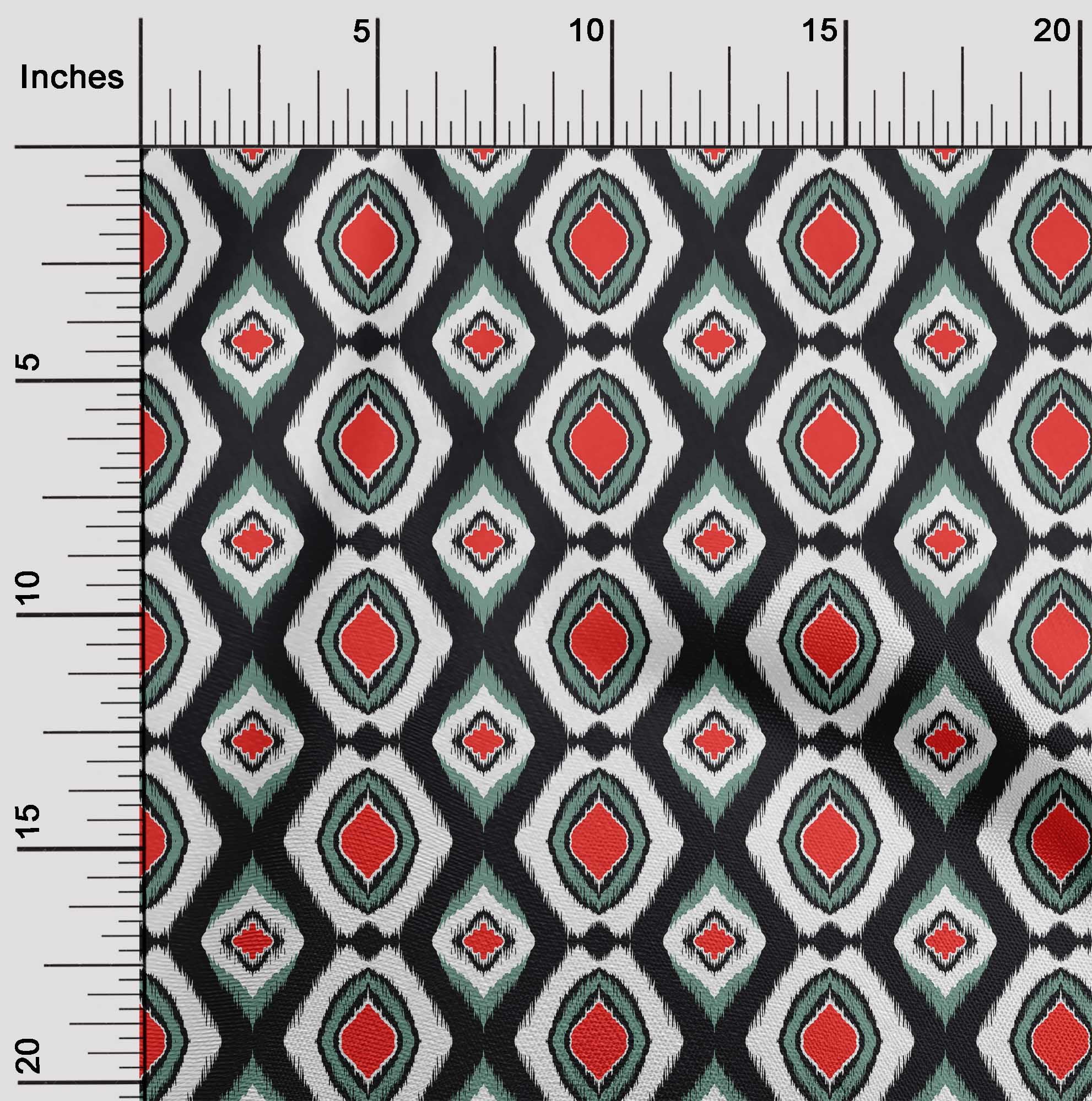 oneOone Cotton Jersey Red Fabric Asian Ikat Diy Clothing Quilting Fabric Print Fabric By Yard 58 Inch Wide