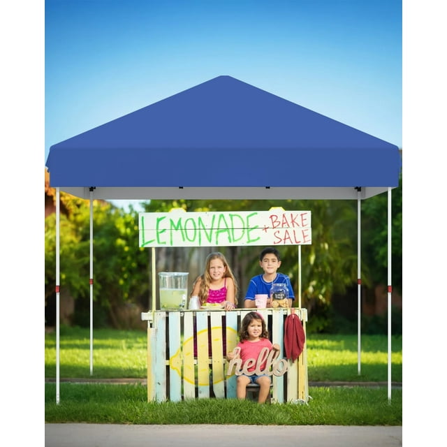 GloryStar Tente à Auvent Escamotable 10x10, Tente à Auvent de Patio avec Installation d'Une Pression sur un Bouton, Sac à Roulettes Portable, 4 Sacs de Poids, 3 Hauteurs Réglables Tente Instantanée d'Extérieur pour Fêtes, Camping, Plage
