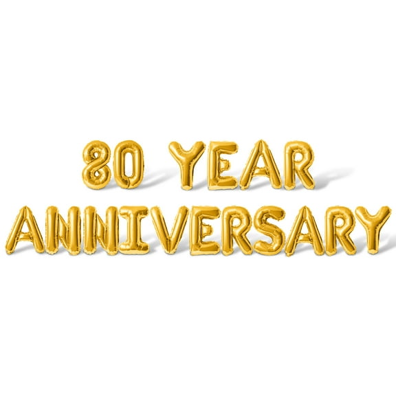 Letter Balloons - 80 YEAR ANNIVERSARY 16" Inch Alphabet Letters Foil Mylar Balloon 80th Anniversary Party Banner (Gold)