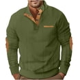 thumbnail image 2 of Gspmoly T-Shirt Homme, Manches Longues Couleur Unie Col Rond Bouton Mode Blouse Automne Haut Homme jusqu'à 70 % de Réduction, 2 of 6