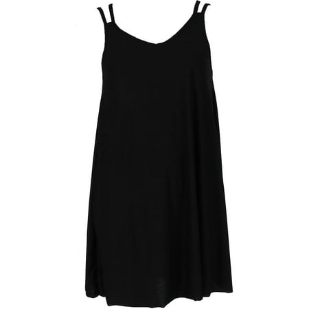 Women's Plus Size Black Sleeveless Dress Cover Up, 