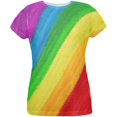 thumbnail image 1 of LGBTQ Rainbow Pride Crayon Flag All Over Womens T Shirt, 1 of 2