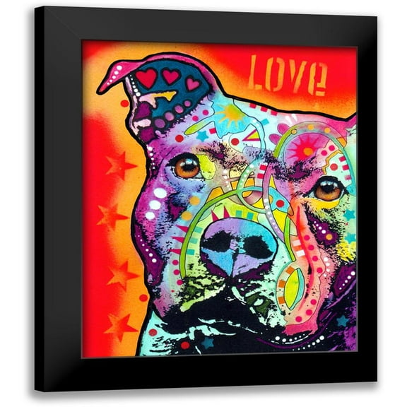 Dean Russo Collection 12x14 Black Modern Framed Museum Art Print Titled - Thoughtful Pitbull