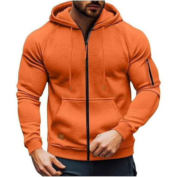 Golf Hoodies for Men,Zip Up Hoodie Casual Loose Fit Pullover Raglan Sleeves for Autumn Winter Comfort Wear,Mens Hoodies Pullover,02 Orange,L