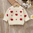 thumbnail image 2 of Gpaecead 6M-3T Toddler Baby Girls Toddler Knit Sweater Cute Round Neck Long Sleeve Pullover Sweatshirt Warm Kids Tops White, 2 of 6
