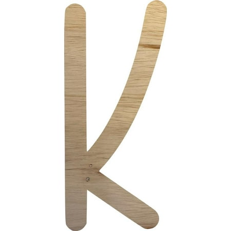 Wooden Letter Craft K, Paintable Small 8'' Tall Wood Letter, Unfinished Décor
