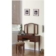 thumbnail image 2 of Poundex Furniture Wood Vanity Set with Mirror and Stool in Black Color, 2 of 5