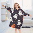 thumbnail image 5 of FORMRS Wearable Blanket Hoodie with Sleeves for Kids Cozy Flannel Sweatshirt, White Halloween Ghosts, 5 of 7