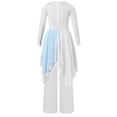 thumbnail image 2 of TTAO Kids Girls Long Sleeve Praise Dance Dress Metallic Liturgical Worship Lyrical Tunic Robe with Wide Leg Pants Set Light Blue 16, 2 of 7