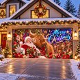Christmas Garage Banner Printed With Fluorescent Ink Cow Santa Garage ...