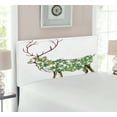 thumbnail image 2 of Antlers Headboard, Designer Deer Illustration Elk Leave Greenery Garden Traditional Celebration, Upholstered Decorative Metal Bed Headboard with Memory Foam, Twin Size, Green Brown White, by Ambesonne, 2 of 4