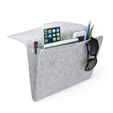 Bedside Caddy Hanging Storage Bags Organizer Felt Bedside Pocket- Phone, Tablet, Glasses, Remotes, Magazine Holder- Light (Best Pocket Square Holder)