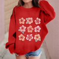 thumbnail image 2 of MEZZALL Chandail Molletonné Enfants Graphique Fille Tout-Petit Col Rond Manches Longues Chandail à Imprimé Floral, Rouge, 10-11 Ans, 2 of 4