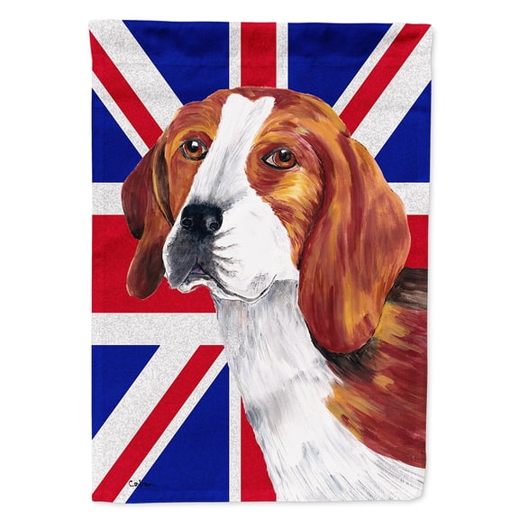Beagle with English Union Jack British Flag Flag Canvas House Size
