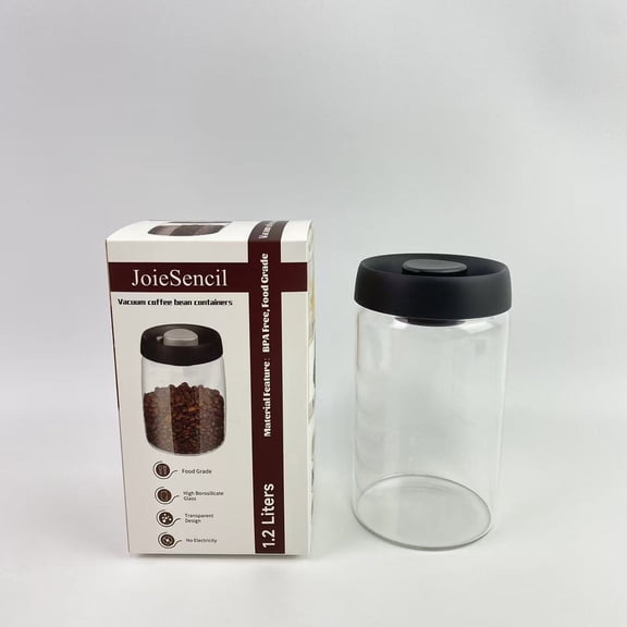 JoieSencil Vacuum coffee bean containers,Coffee Grounds Container,Vacuum Coffee Canisters,Airtight Glass Food Storage Container,Bean,Sugar,Tea,Flour