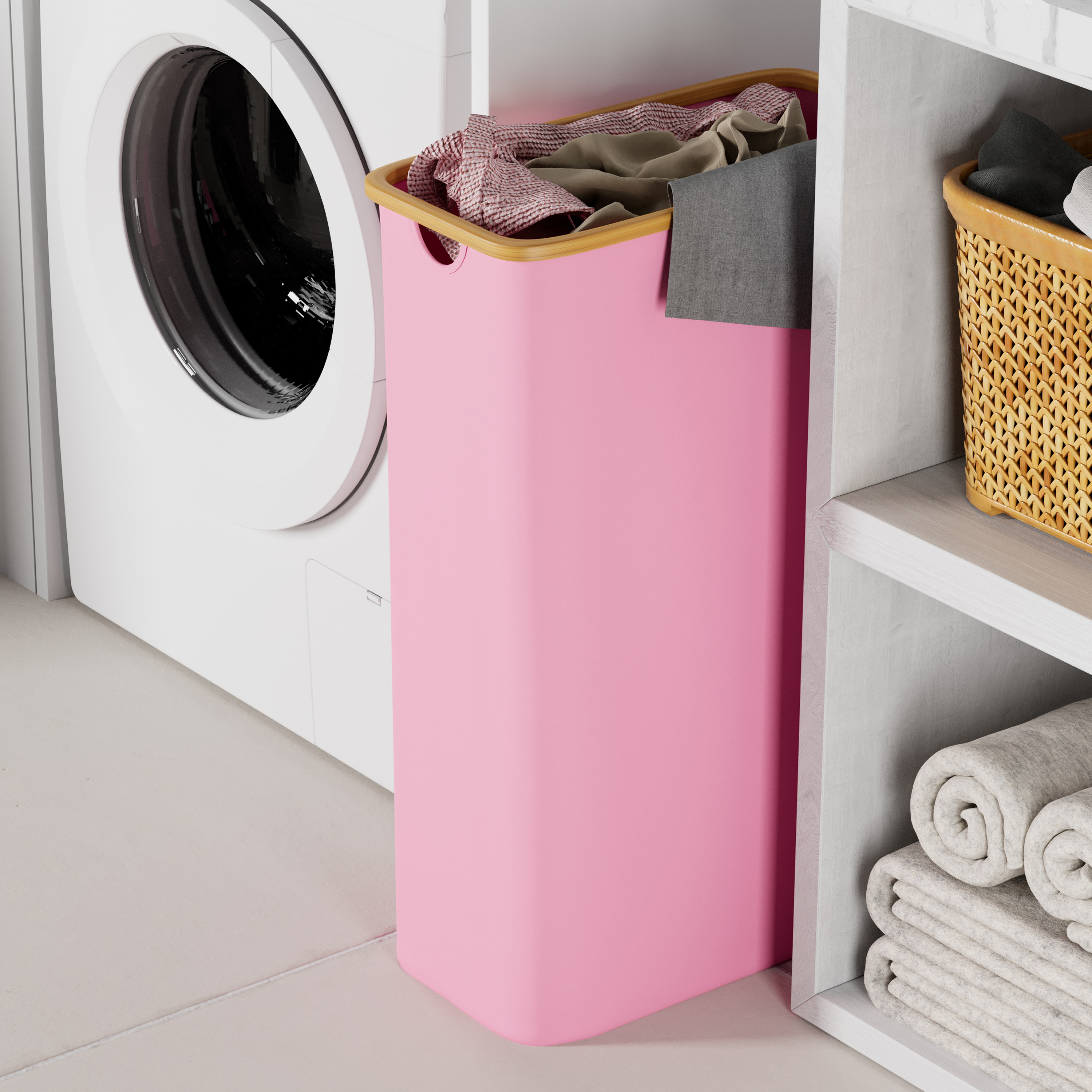 Tooloton 60L Large Laundry Hamper, Pink