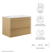 Modway Render 30 Wall-Mount Bathroom Vanity in Oak White