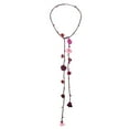 thumbnail image 6 of Chic Multi Pink Daisy Floral Mix Stone Genuine Leather Lariat Wrap Necklace, 6 of 6