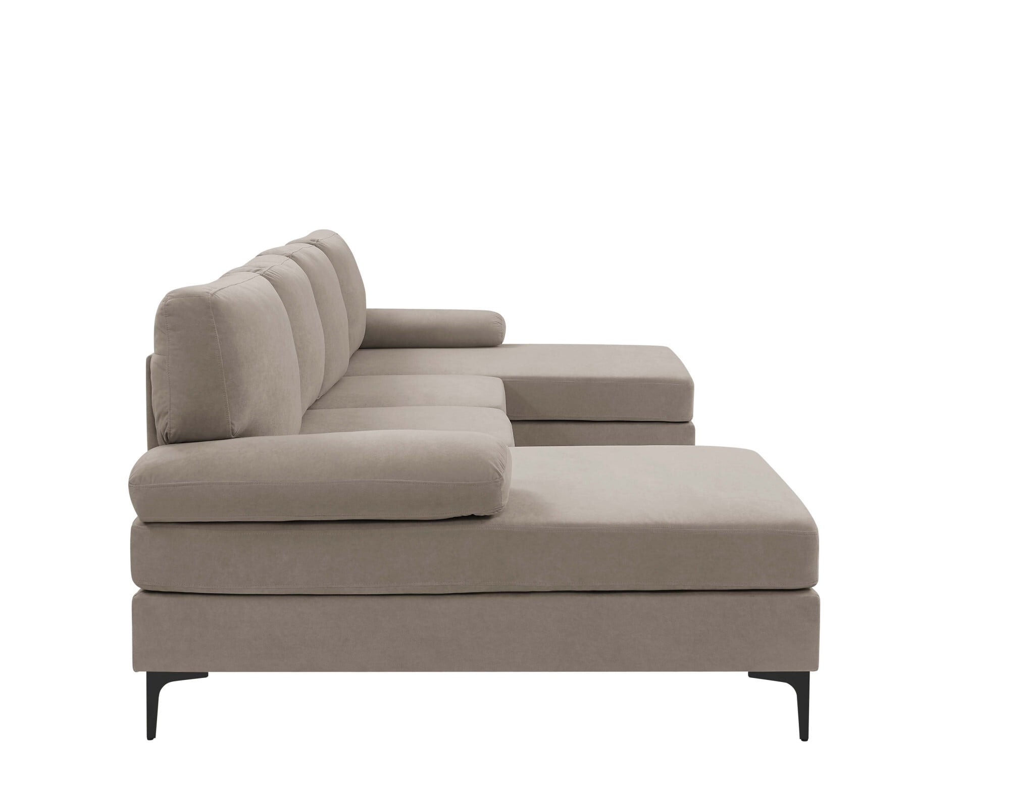 DEALTOPS 106" U-Shaped Sectional Sofa with Double Chaise, Polyester 4-Seater Modular Couch for Living Room, khaki
