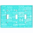 thumbnail image 2 of Metal Light Switch Wall Plate Outlet Cover (Coffee Shop Cafe Restaurant Sign Teal White - Triple Toggle), 2 of 2