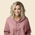 thumbnail image 4 of Dalix Flamingo Embroidered Fleece Cropped Hoodie Cold Fall Winter Women in Mauve L Large, 4 of 5