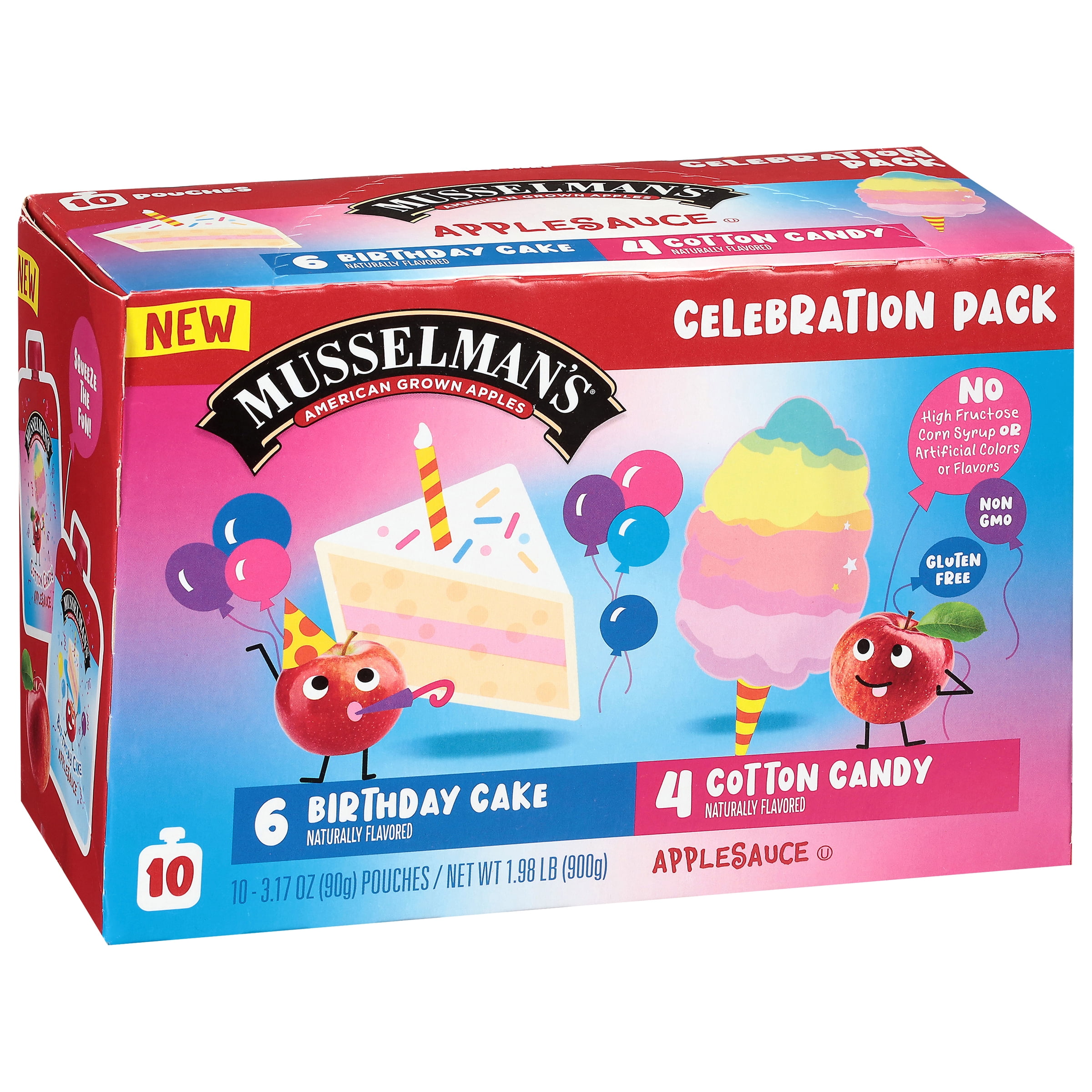 Musselman's Birthday Cake and Cotton Candy Applesauce, 3.17oz, 10 Count