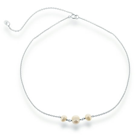 Pearl Necklace Choker - Sterling Silver 12