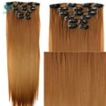 thumbnail image 2 of Deago 24" inch 16 Clips Full Head Long Straight Clips in on Synthetic Hair Extensions Hair 6 pieces for Women "Auburn Brown", 2 of 7