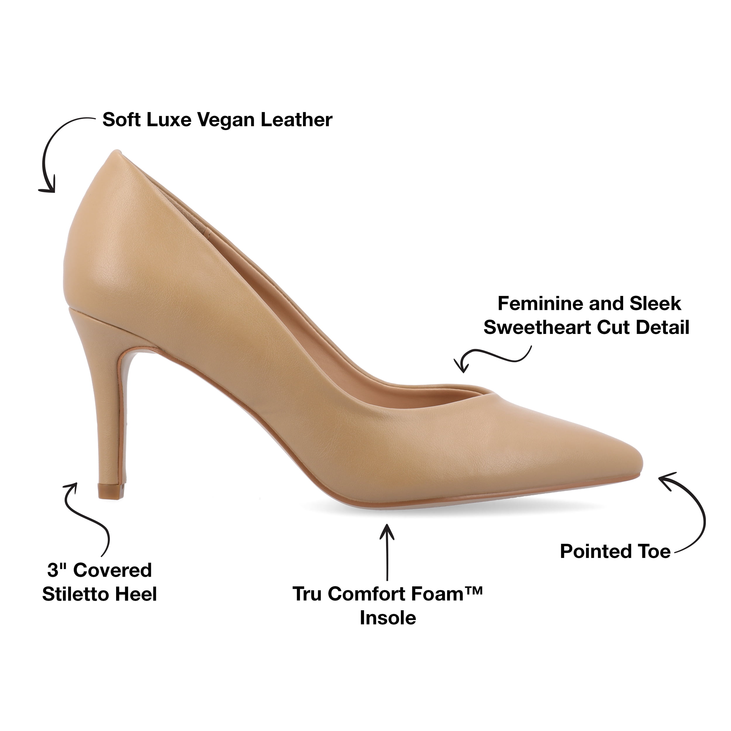 Journee Women's Gabriella SuperNatural Shades Narrow Width Slip On Pointed Toe Pumps